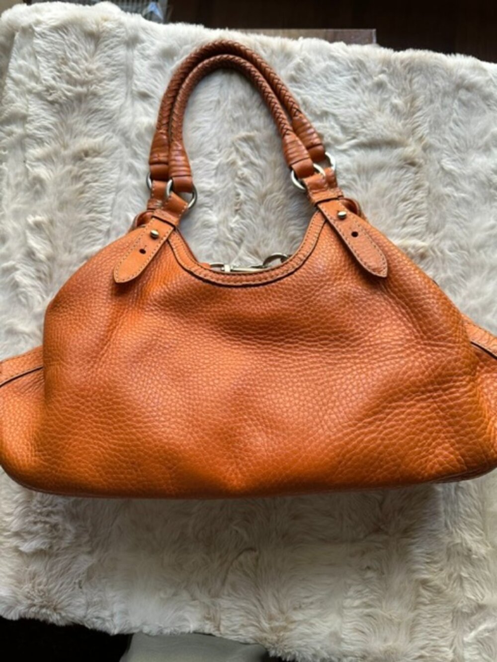 Orange Cole Haan Leather Shoulder Bag Medium Sized Excellent Used Condition